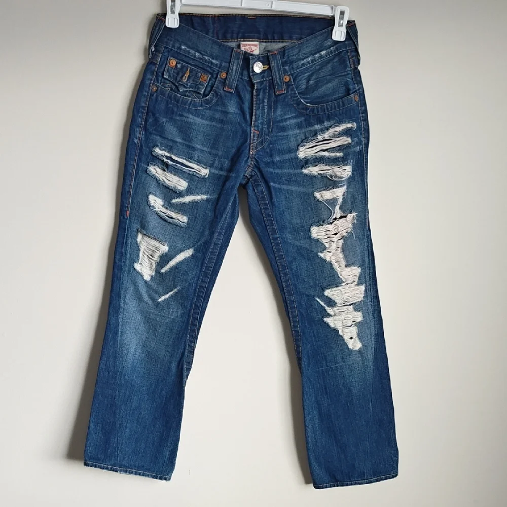 Tru Religion 💙 Distressed Women's Blue Jeans 16'' - Picture 3 of 10